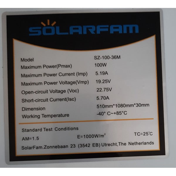 Монокристален соларен панел 100W(450/1190/30mm) - WoowBg