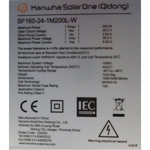 Monocrystalline solar panel 200W