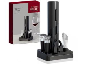 Electric wine corkscrew set with stand